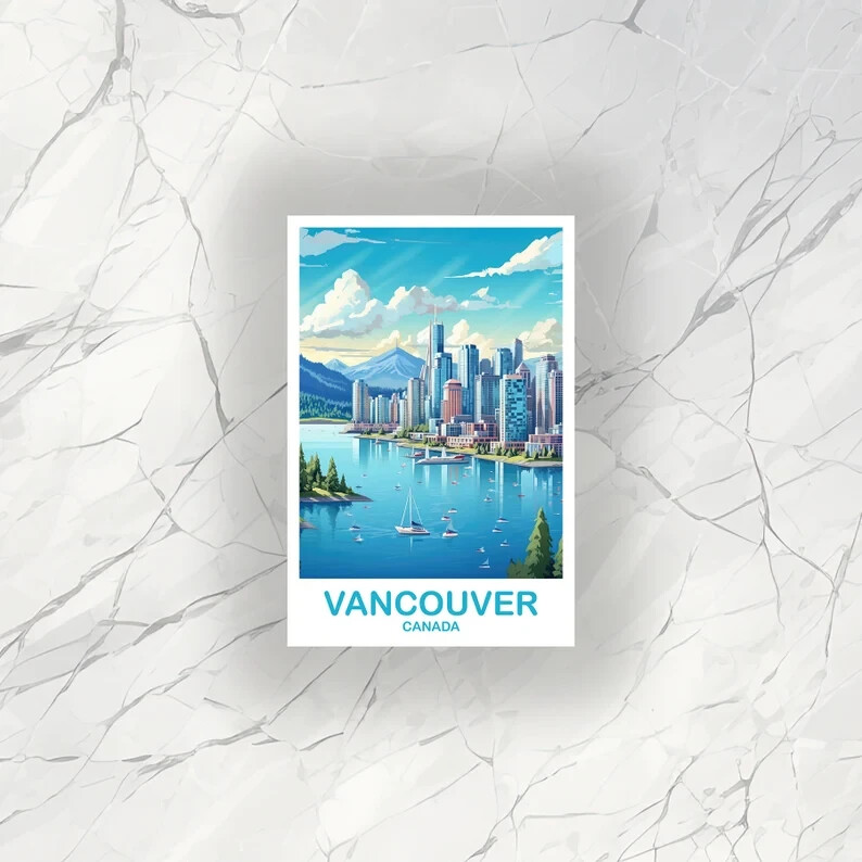 Vancouver BC Travel Sticker, British Columbia Art, Vancouver City Decal