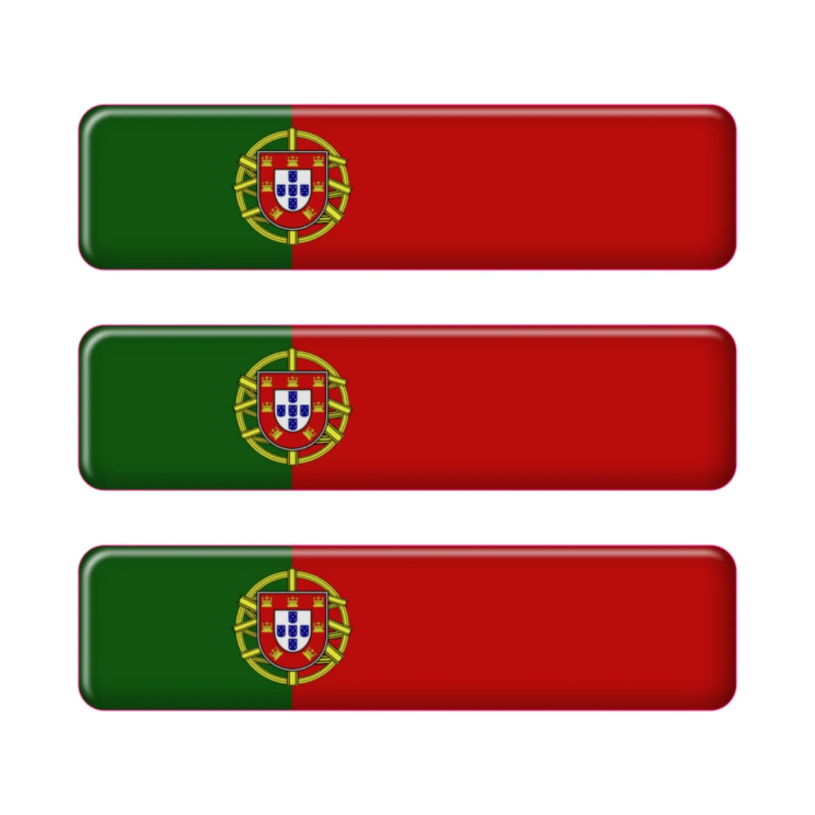 Portugal Rectangular Flag Domed Stickers, Set of 3