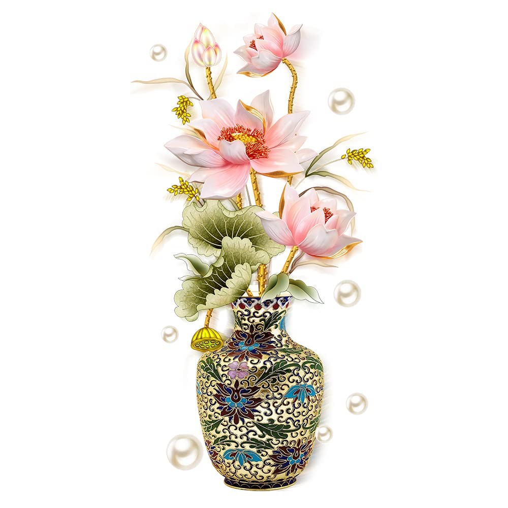 Dechom Chinese Style Lotus Flower Classical 11.8″ × 35.4″, Vase