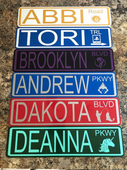Custom Steel 6″X24″ Street Sign with Icon, Your Choice Background