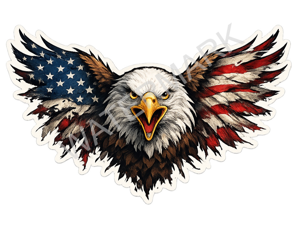 American Bald Eagle USA Flag Waterproof Vinyl Sticker/Decal 07