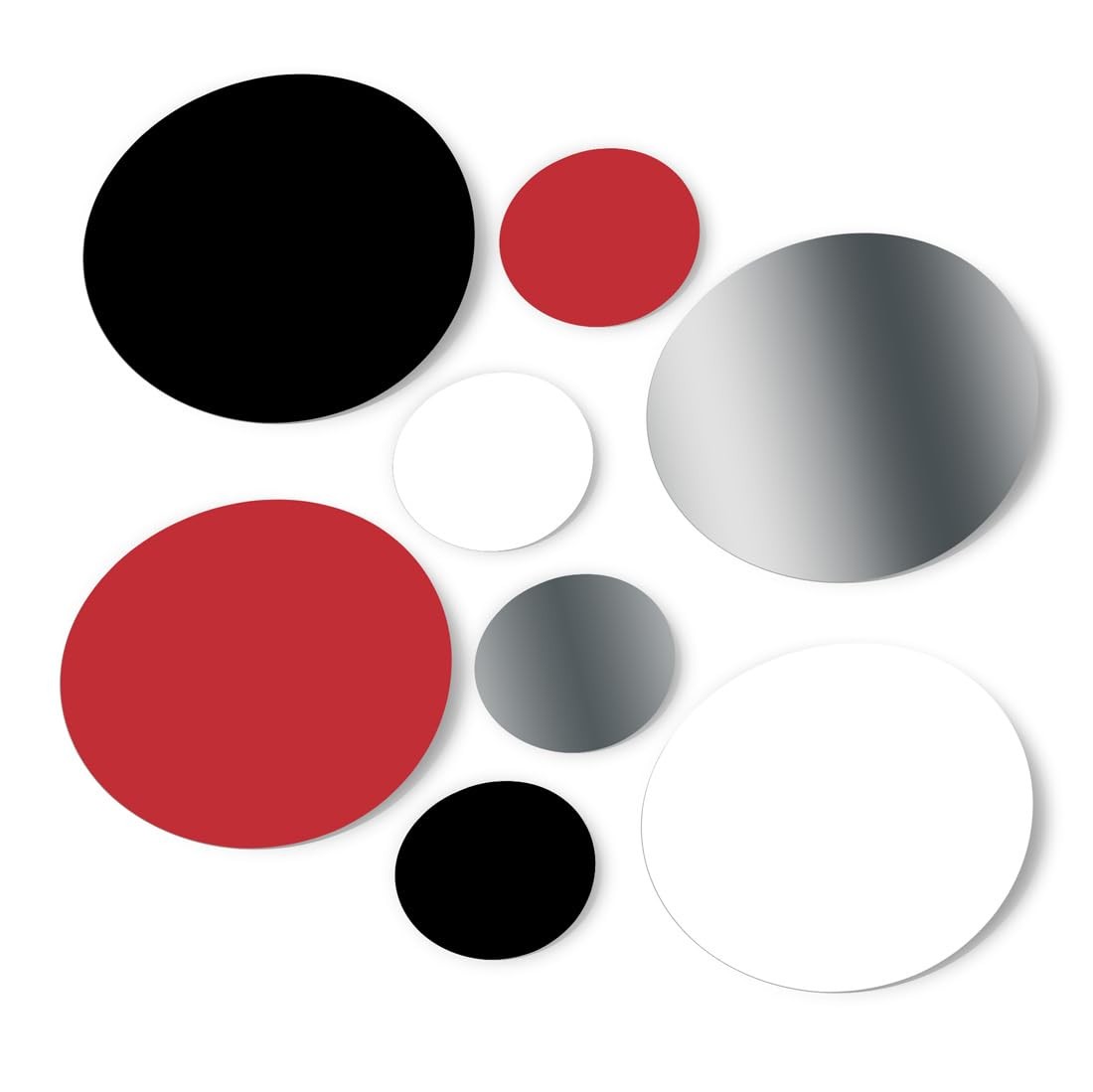Red/Black/Silver/White Vinyl Wall Stickers – 2″ & 4″ Circles (60 Decals)