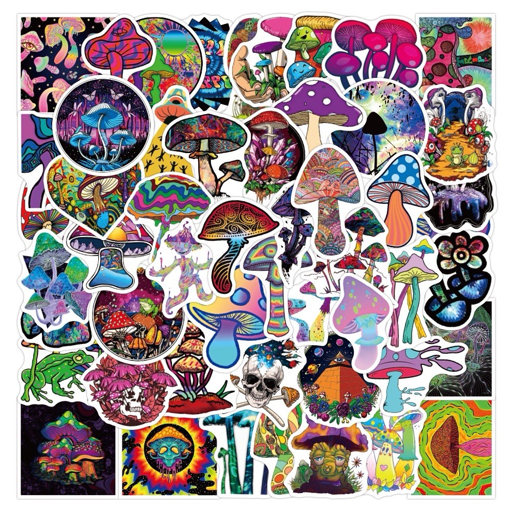 50 PCS Psychedelic Mushroom Stickers Trippy Art Laptop Decals Free Shipping!