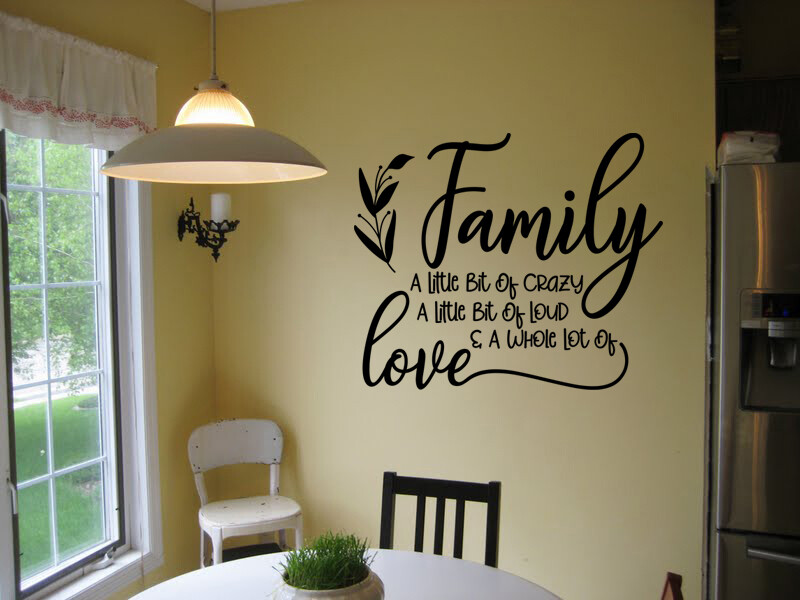 FAMILY A LITTLE BIT OF CRAZY VINYL WALL DECAL HOME DECOR STICKER LETTERING QUOTE