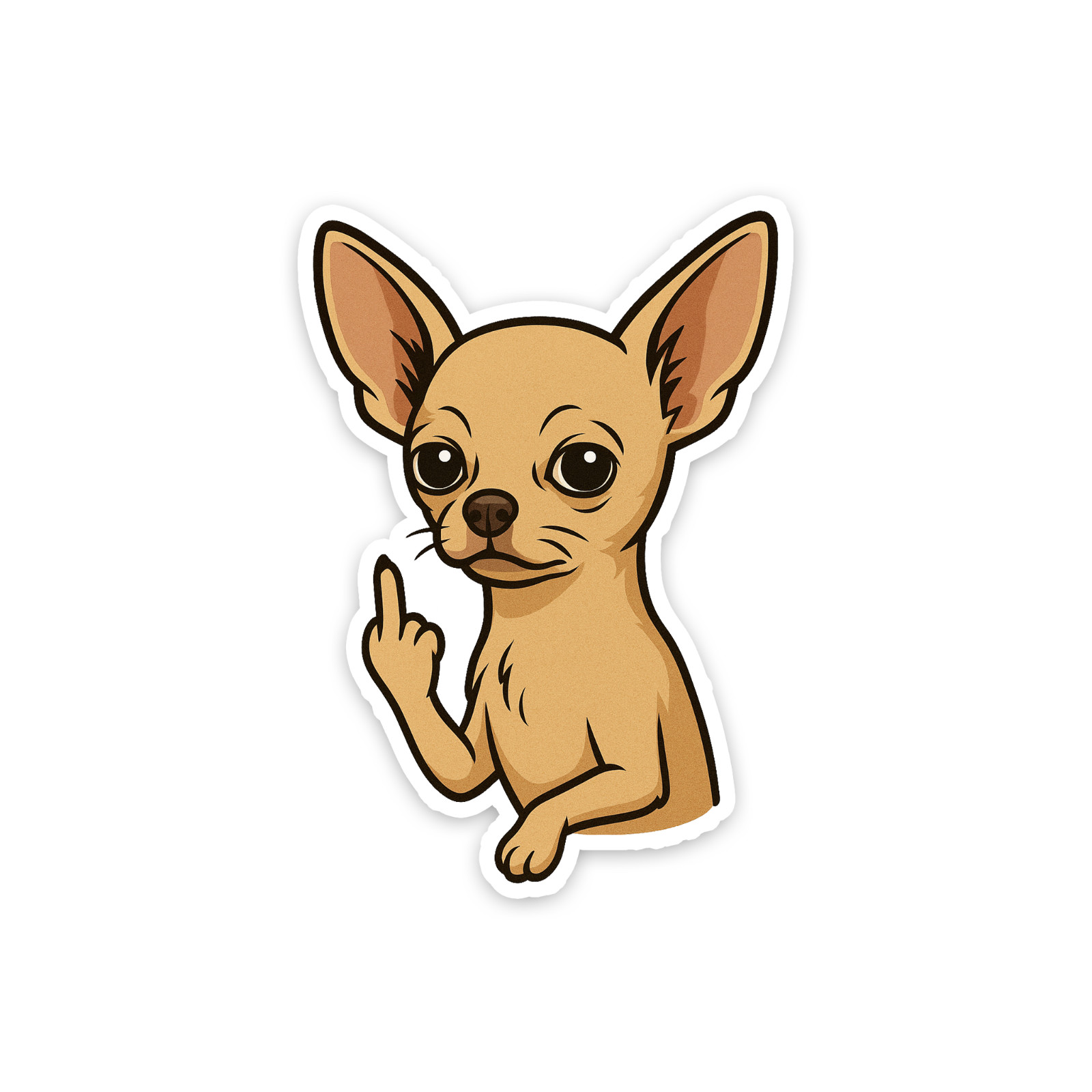 Chihuahua Sticker 4 inch Vinyl Decal Waterproof Middle Finger Dog Funny