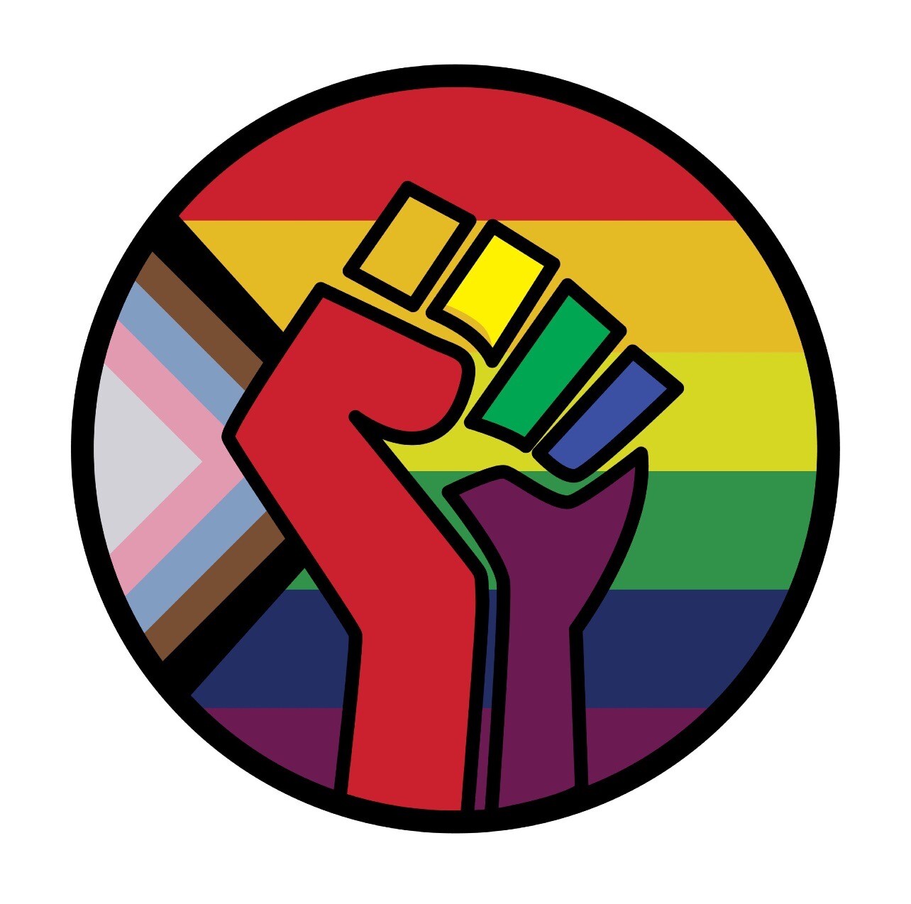 Gay Pride Progress Flag Power Fist Sticker 3 Inches LGBTQ+ Support Accessory