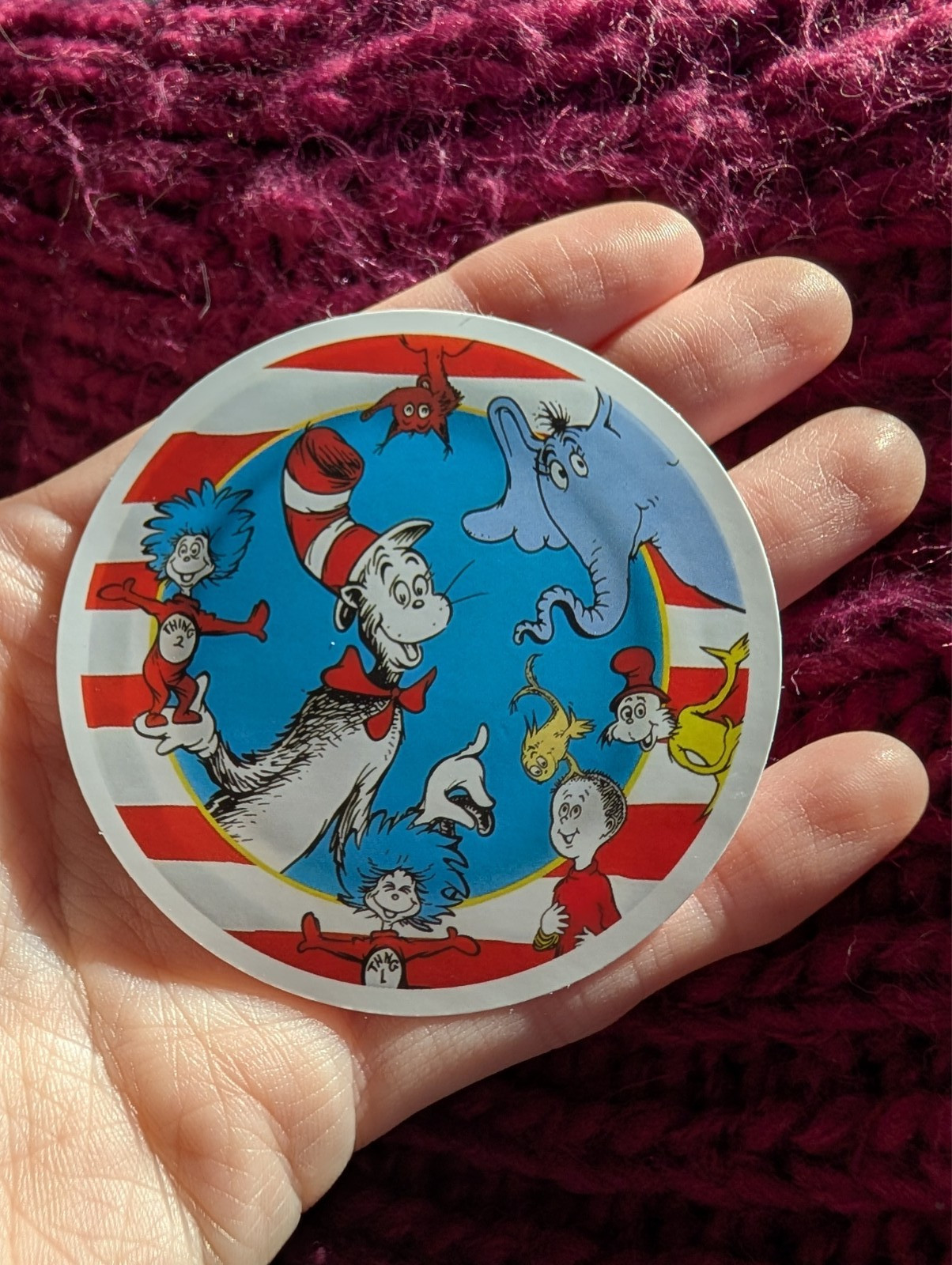 Dr. Seuss Sticker, Thing 1, Thing 2, cat in hat, sam I am, Horton