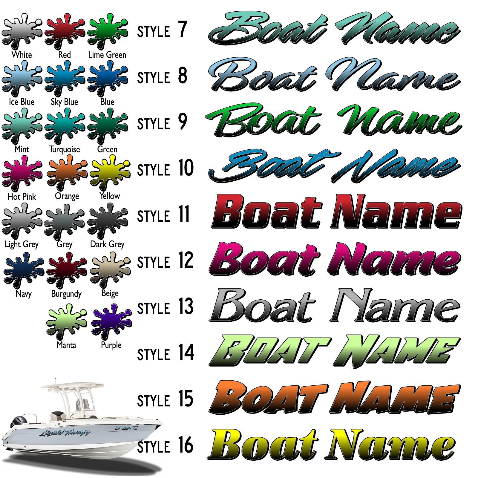 Boat Name Decal 2×12″ / Custom Hull Graphic / Premium Marine Vinyl Lettering GRB