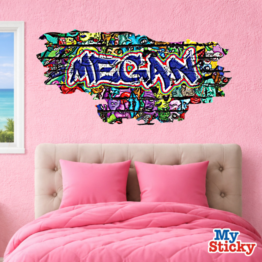 Personalized Graffiti Name Wall Decal Custom Bedroom Wall Sticker Mural Decor