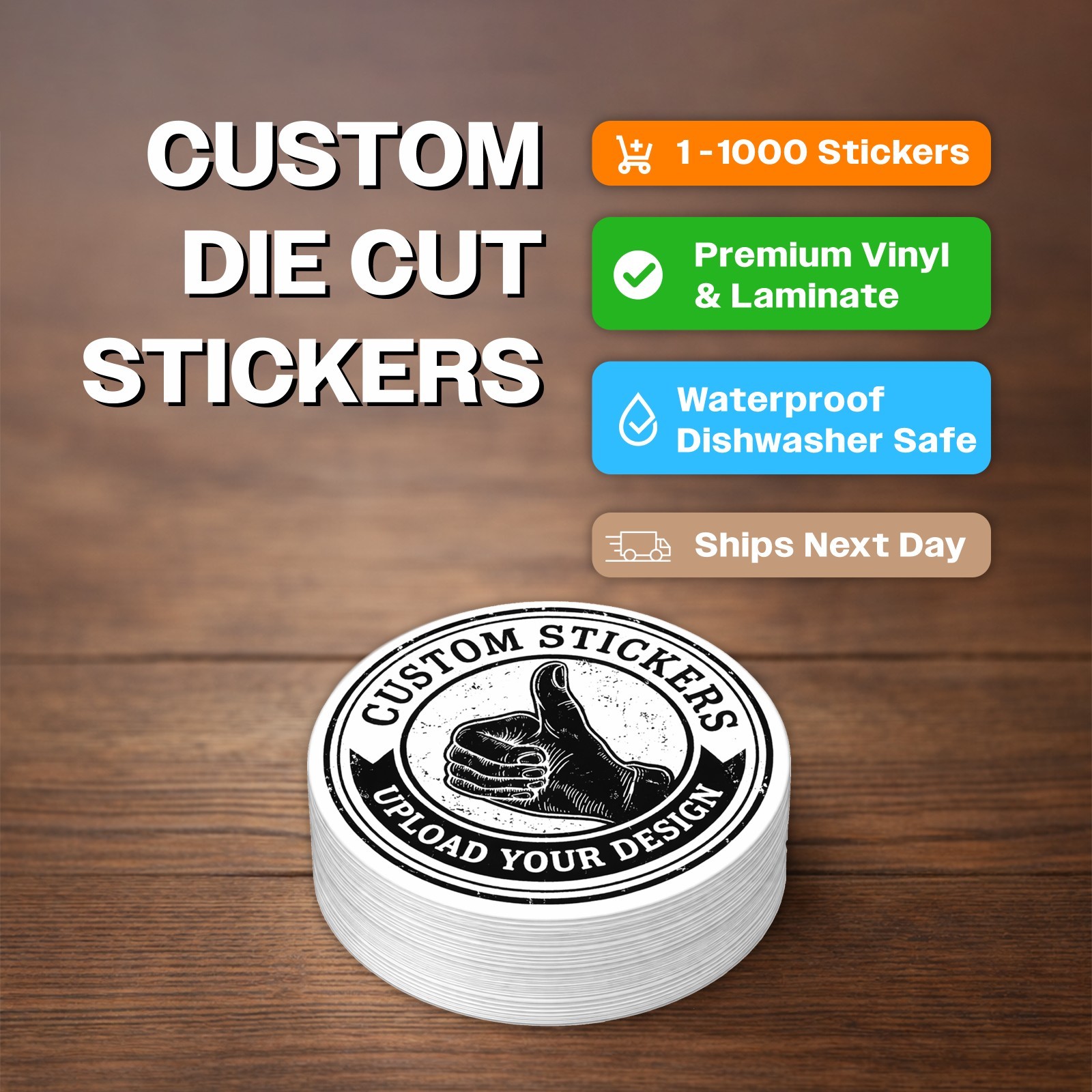 Custom Logo Vinyl Stickers Die Cut, Water Proof Personalized Decals Your Design