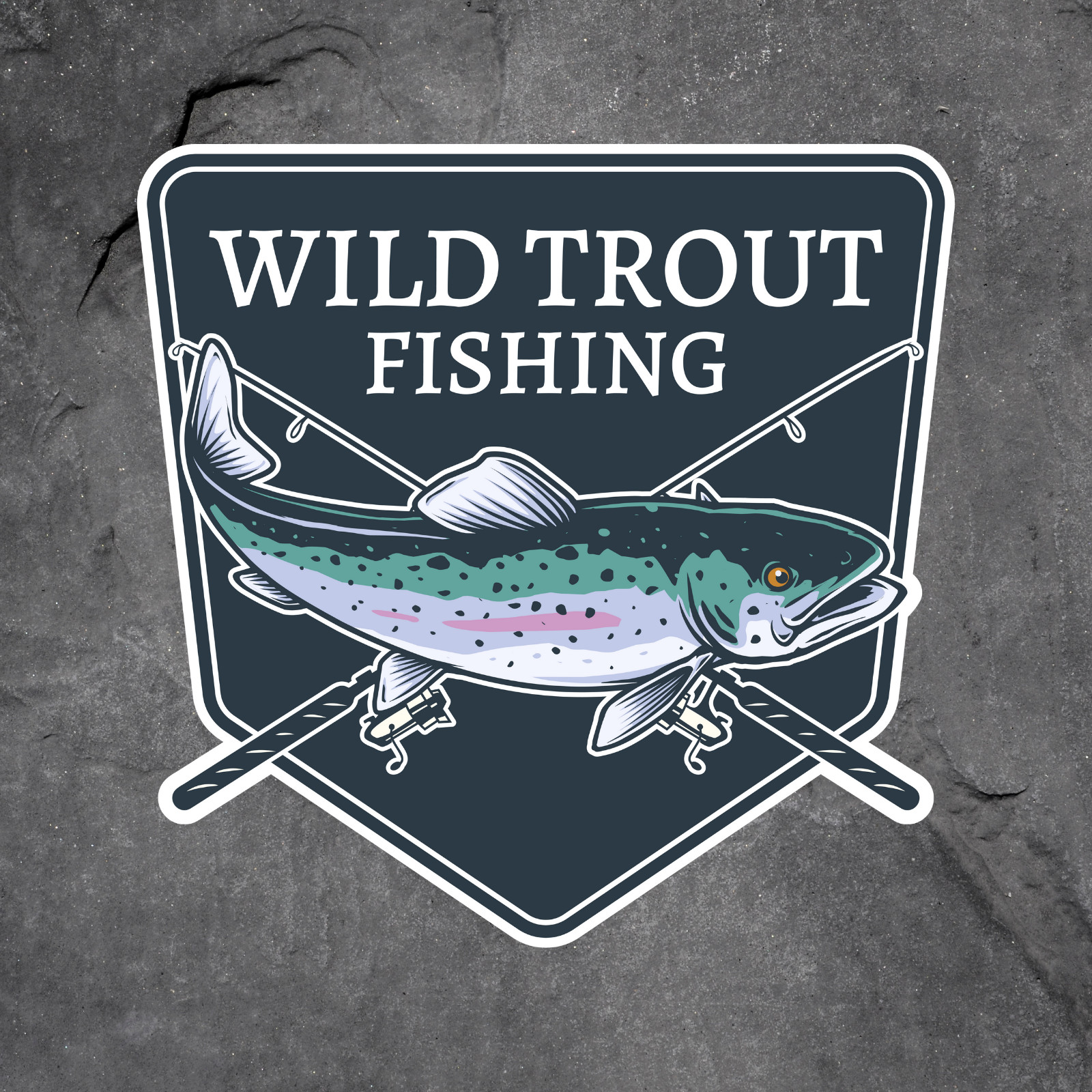 Trout fishing sticker vinyl decal wild fish outdoors fly rod fisherman
