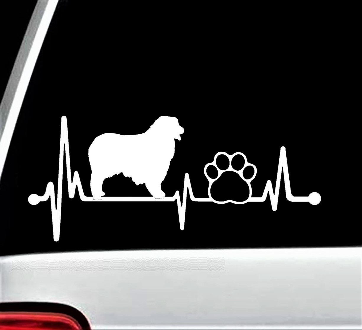 Aussie Australian Shepherd Dog Paw Heartbeat Lifeline Decal Sticker Car BG141