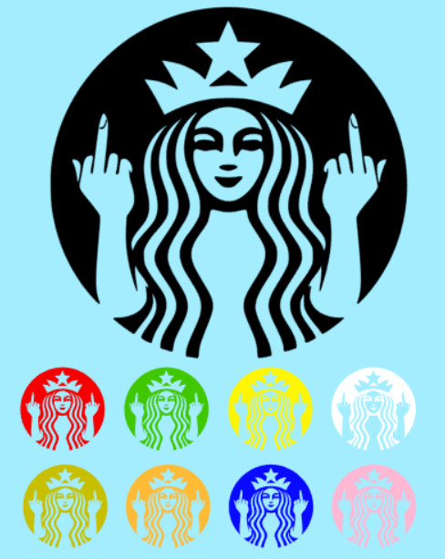 Starbucks Flip the Bird Vinyl Decal Sticker Funny JDM Car Laptop Window Mug 3.5″