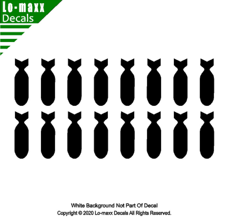 Bombs Fighter Bomber Military WW 2 Vertical High Quality Die Cut Vinyl Decal