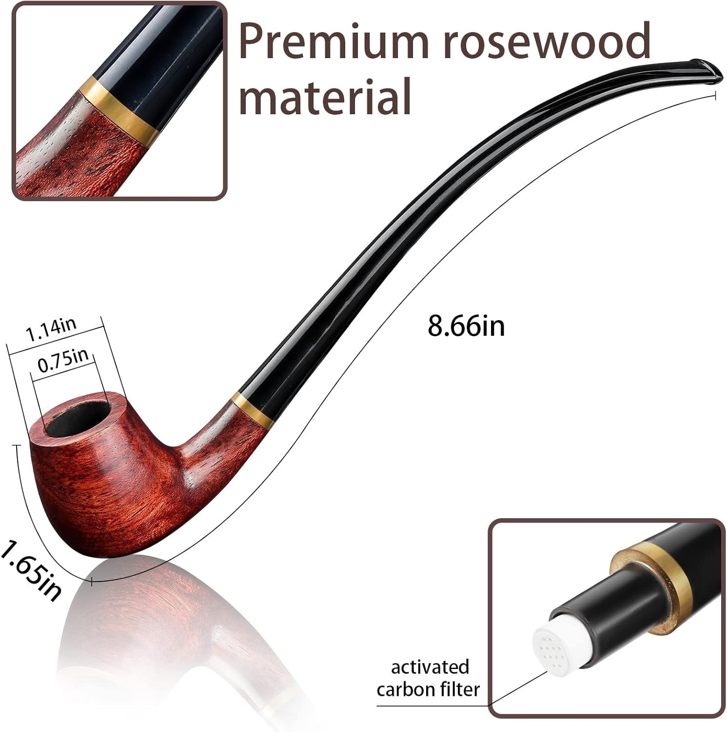Tobacco Pipe Smoking Pipe Rosewood Exquisite Handcrafted Churchwarden Tobacco Pi