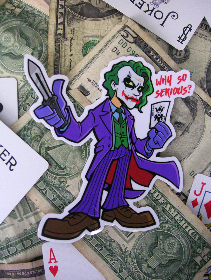 Joker Vinyl Sticker Heath Ledger Dark Knight Skateboard Batman DC Comics Decal