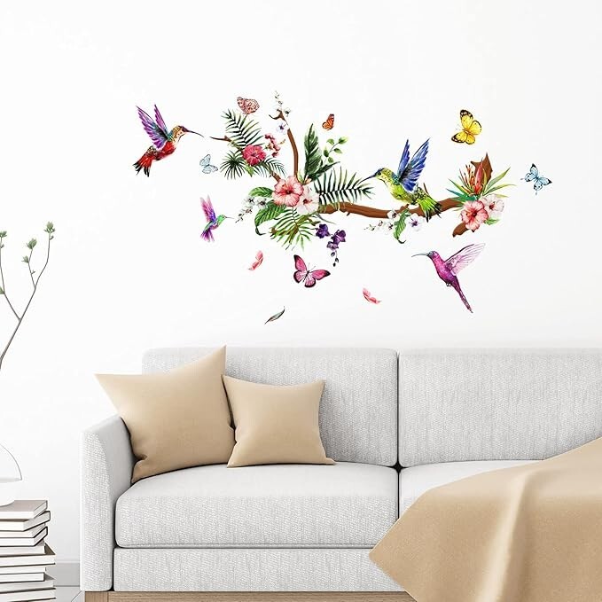 Hummingbirds Wall Decals Peel and Stick Birds Vinyl Wall Stickers
