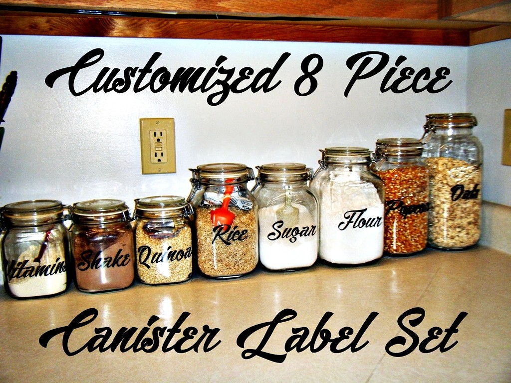 Customized 8 pcs Canister Label Decal Sticker set Pantry Kitchen Cook Spice