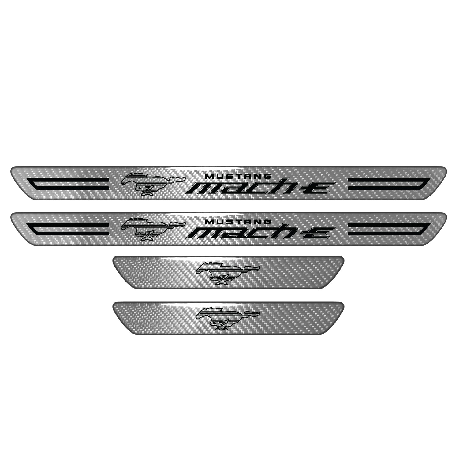 Ford Mustang Mach-E Silver Carbon Fiber Universal Door Sill Kick Plates