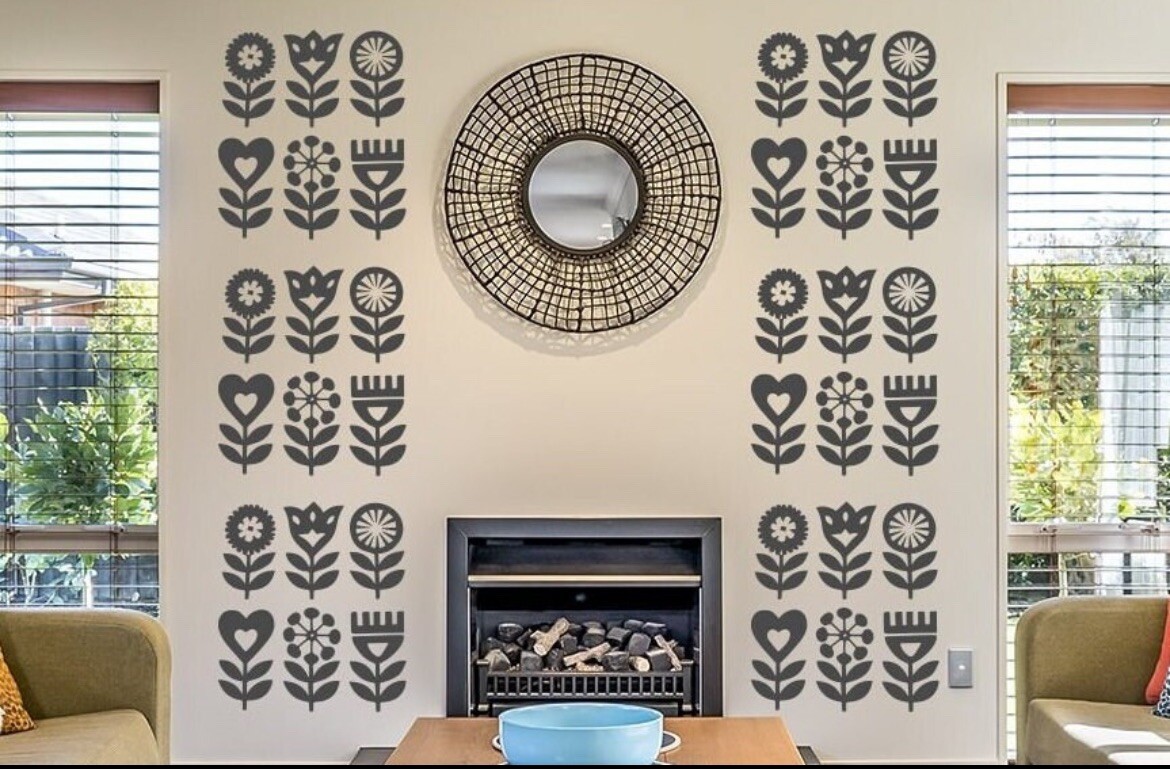 Scandinavian Flower Wall Decal, Mid Century Modern Wall Decal