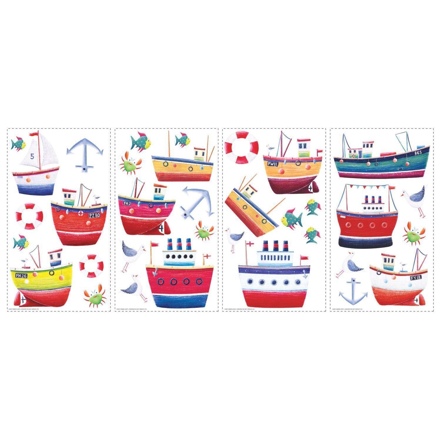 SHIPS NAUTICAL WALL STICKERS 34 DECALS SAIL BOATS SEA LIFE