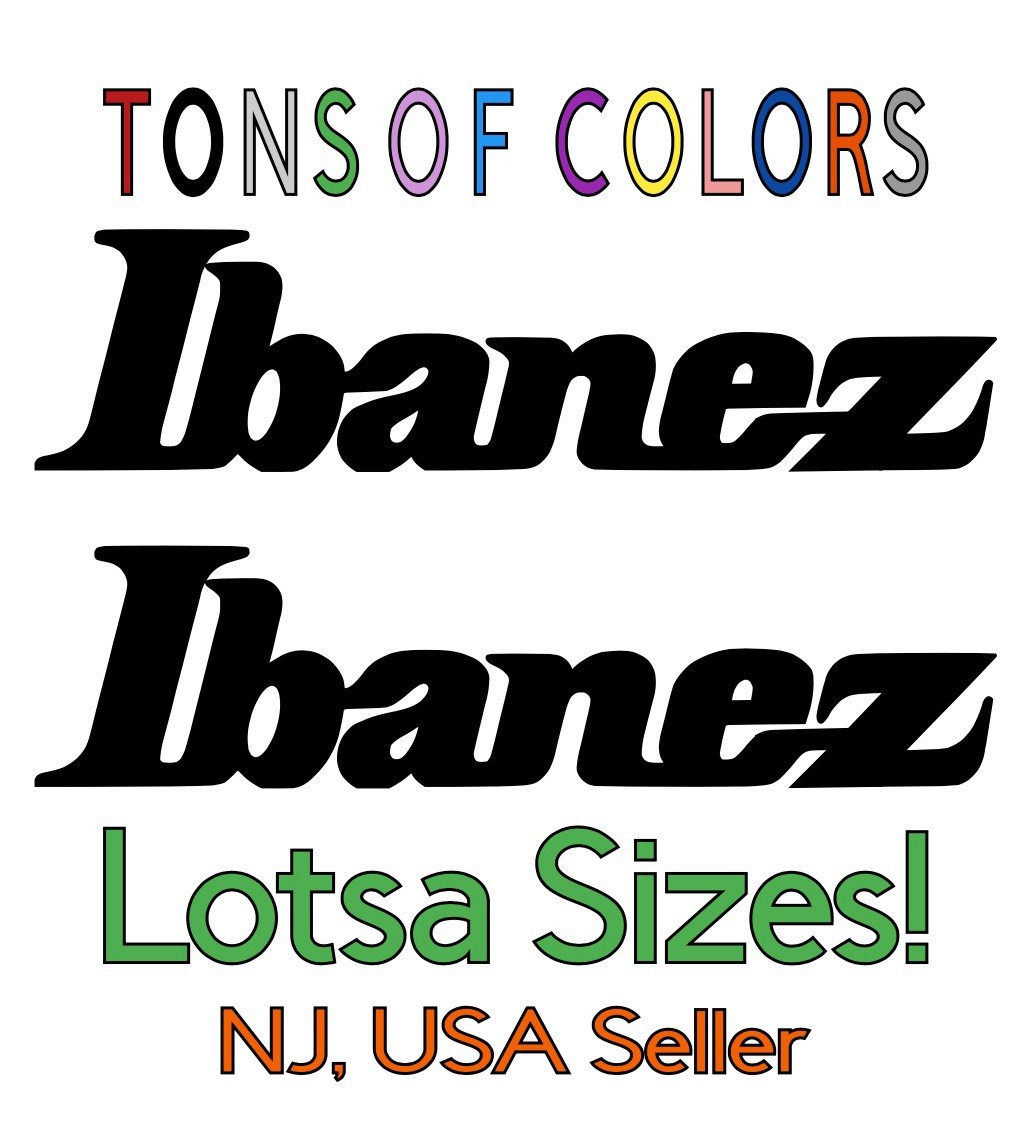 TWO Ibanez Die Cut Vinyl Decals Guitars Music Rock & Roll Stickers