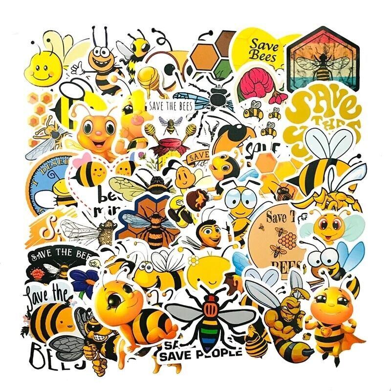 BEE Vinyl Stickers [A/B] Honey INSECTS ~ Waterproof Water Bottle Laptop Decals