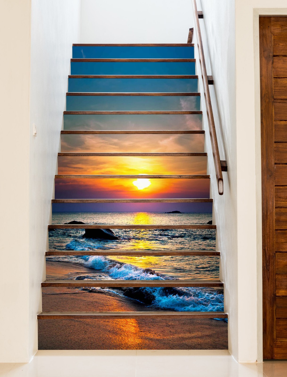 3D Sunset Sea 012 Stair Risers Decoration Photo Mural Vinyl Decal Wallpaper