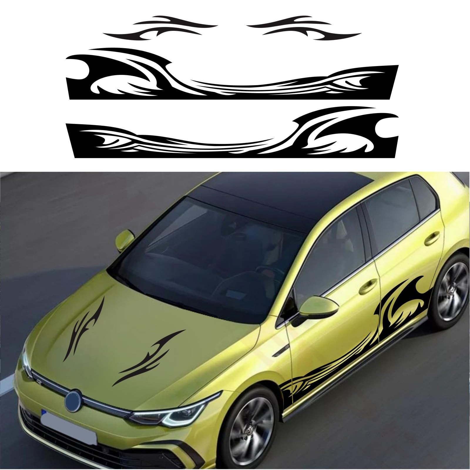 BLAJR Car Sticker Wave Flame Graphic Body Side Sticker Hood Flame Motorsport …