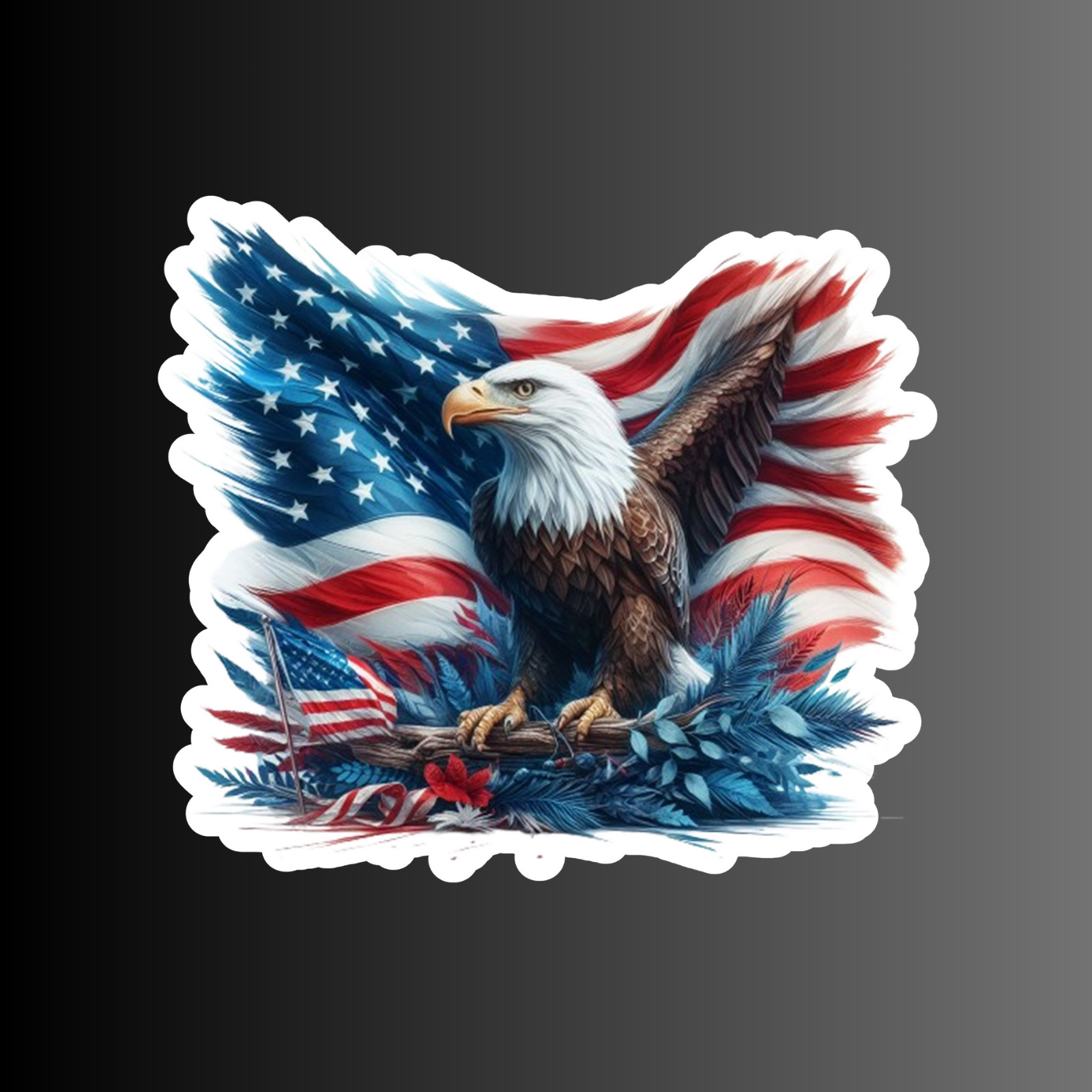American flag bald eagle sticker vinyl decal freedom USA portrait