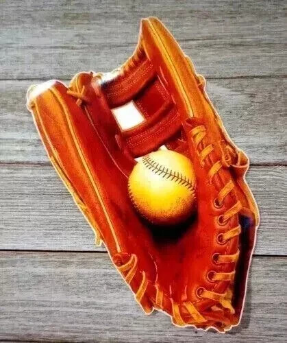 baseball sports glove mitt wall sticker peel & stick ball 6.5 inch new