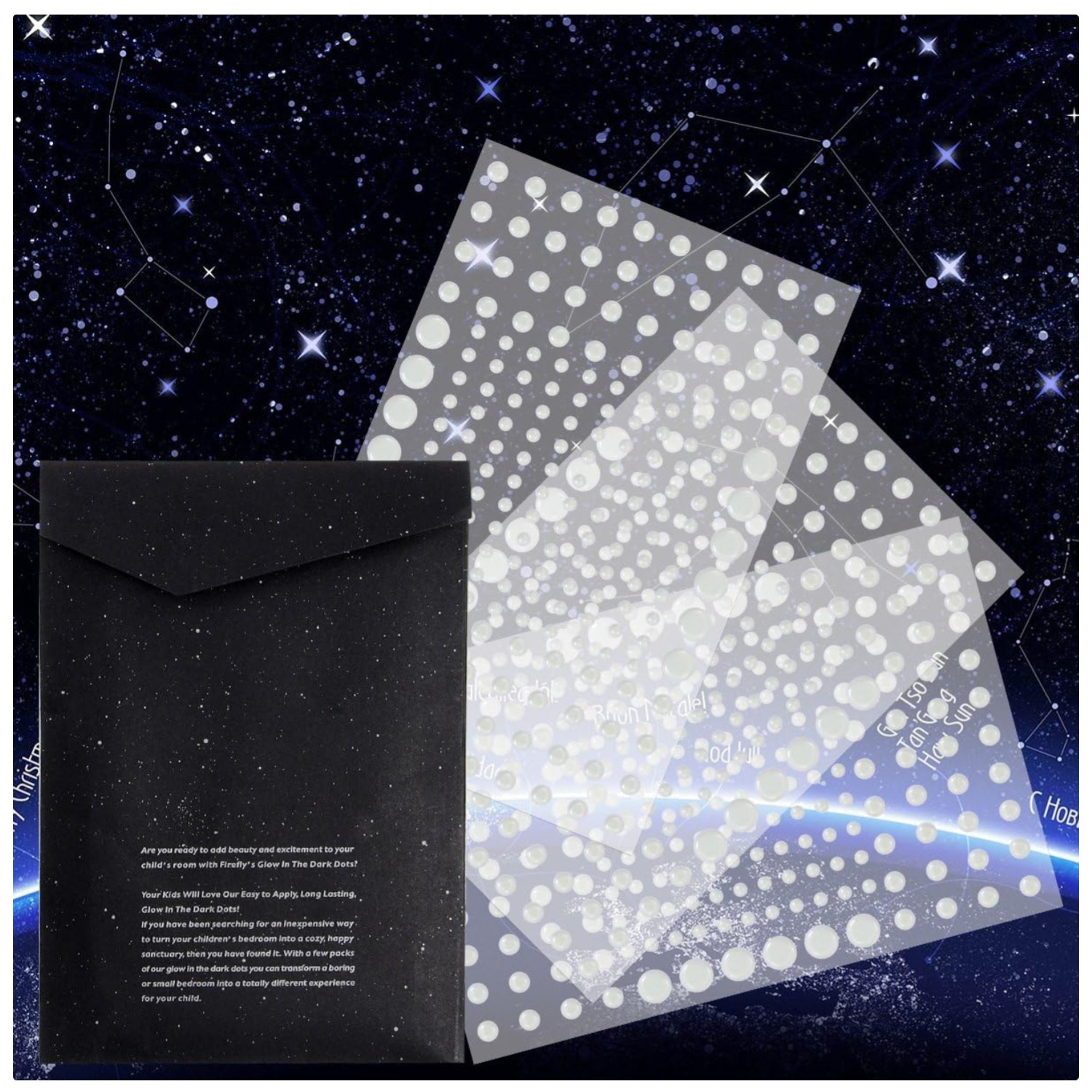 Realistic 3D Glow in The Dark Stars, Set of 606 Dots