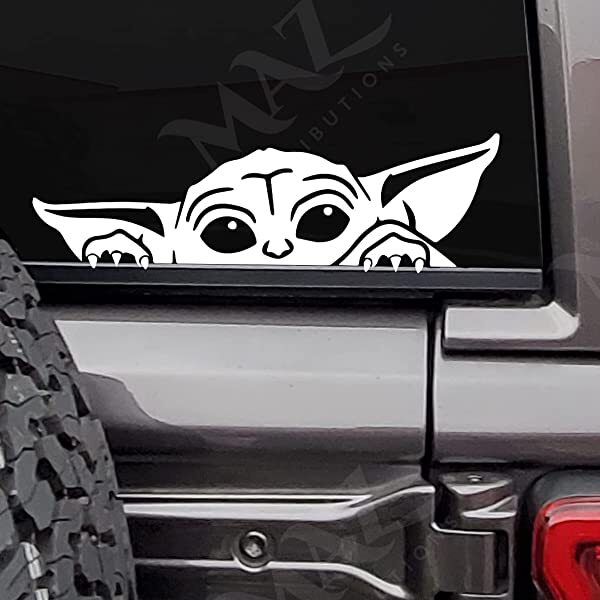 Baby Yoda Star Wars The Mandalorian baby on board White 6″ vinyl sticker decal-