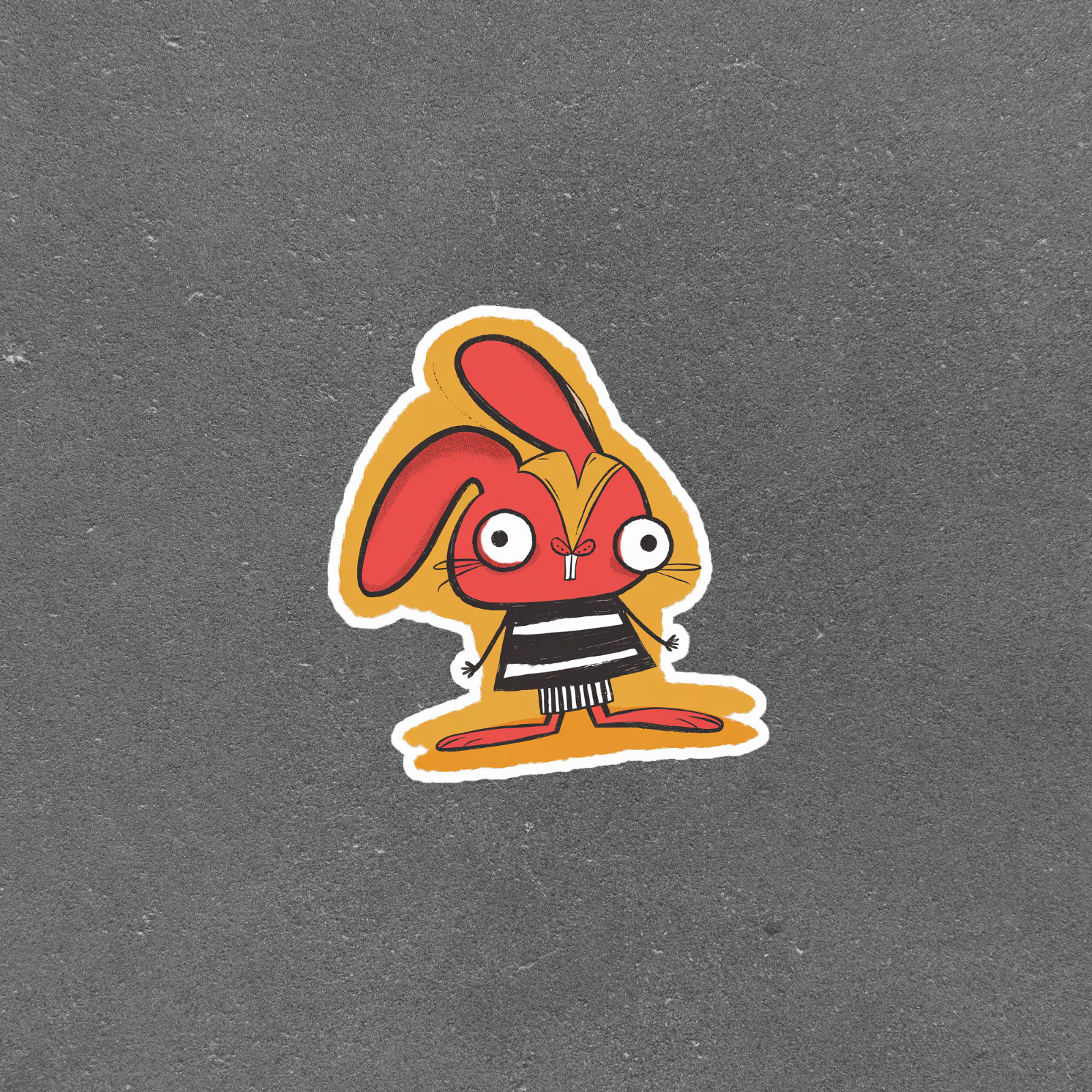 Cute Red Rabbit Sticker – Funny Animal Cartoon Character Design #3838