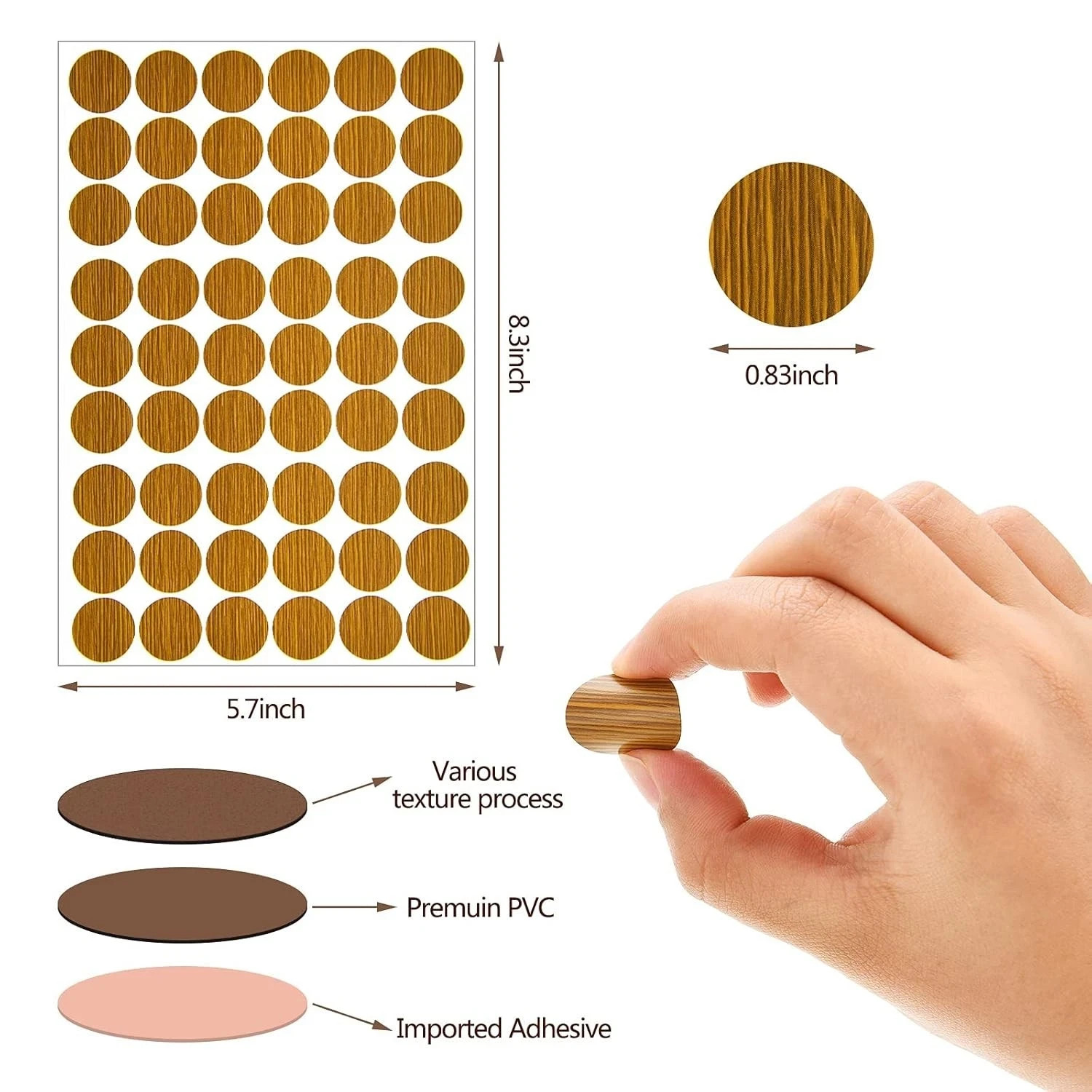 648 Pieces Adhesive Screw Hole Cover Stickers Wood Grain Furniture Stickers 1…
