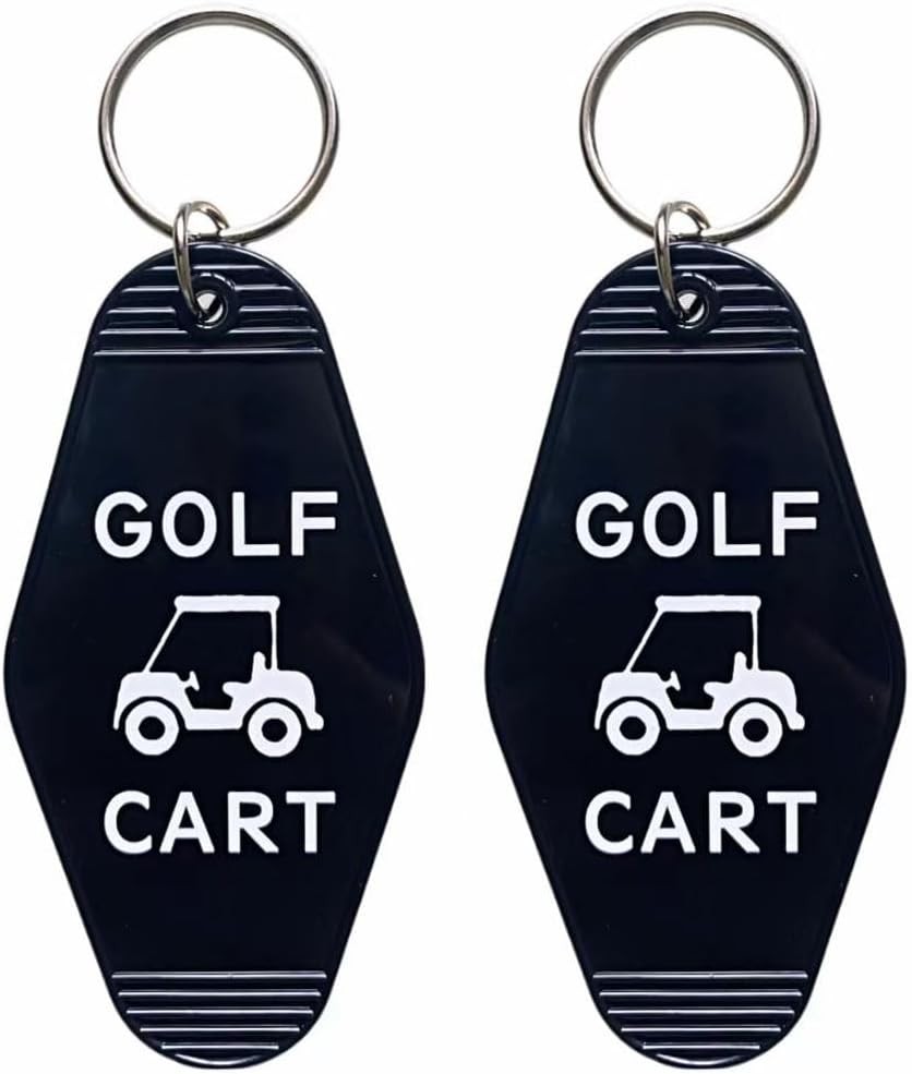 2pcs Golf Cart Keychain Plastic Retro Motel Golf Cart Key Chain for Women Men