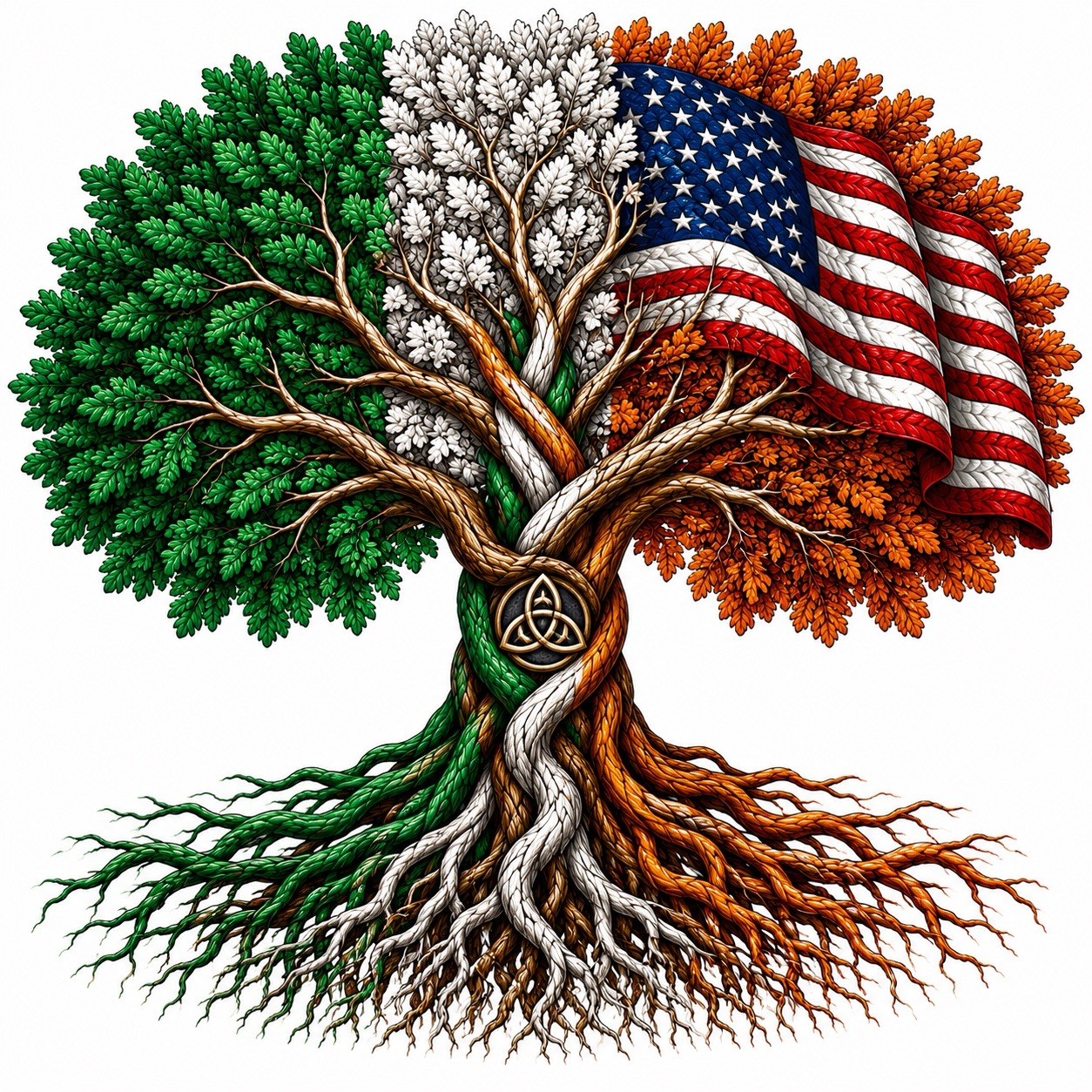 Ireland & USA Celtic Heritage Tree 3 Inch UVDTF Decal Hard Hat Sticker Family