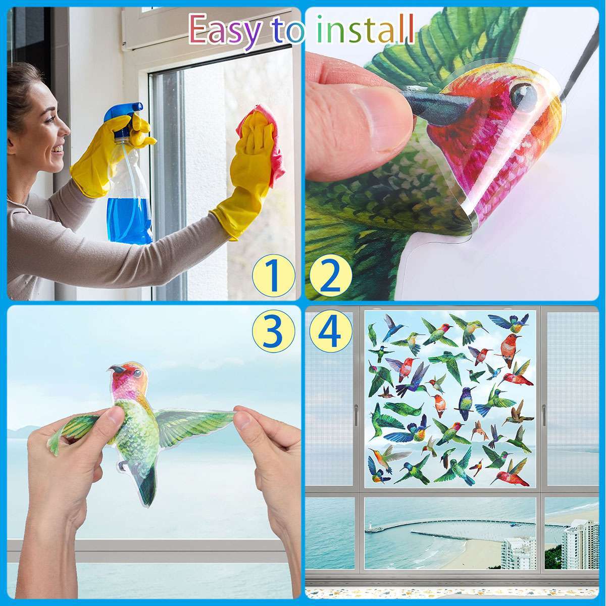 Large Anti Collision Window Decals for Bird Strikes, Stop Birds, 9 Pieces