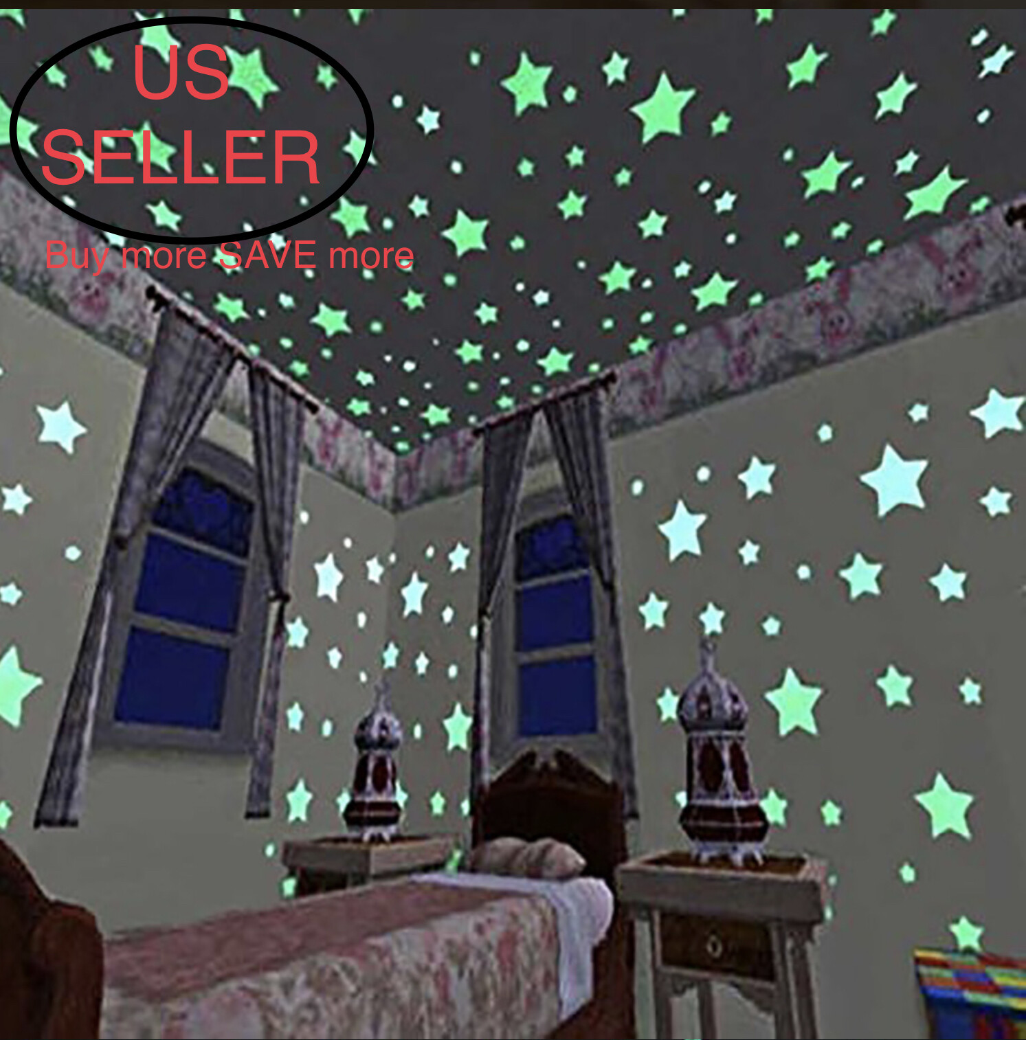 200pcs Glow In The Dark Stars Plastic Stickers Crafts Kids Bedroom FREE 🌙 MOON
