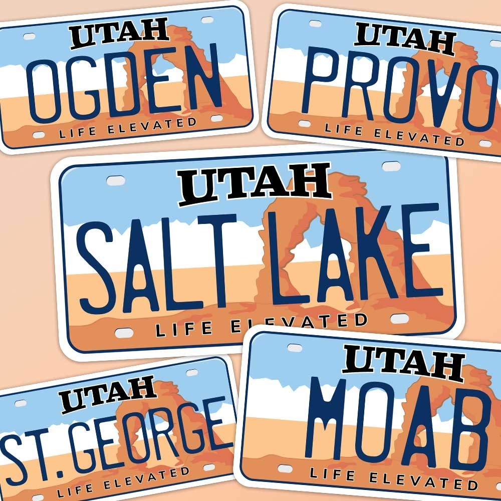 Utah License Plate Stickers – Choose Your UT City or National Park