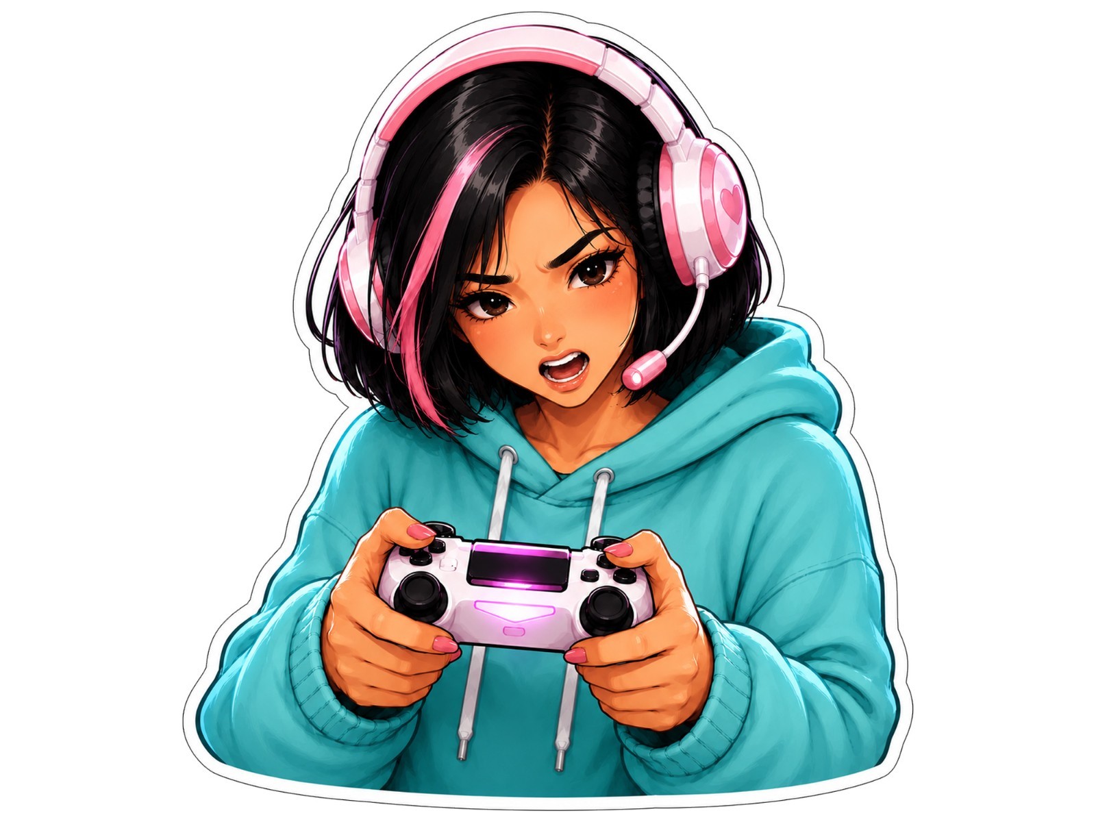 Gamer Girl Sticker Decal – Gamer Girl Controller Laptop Window Car 3.2″
