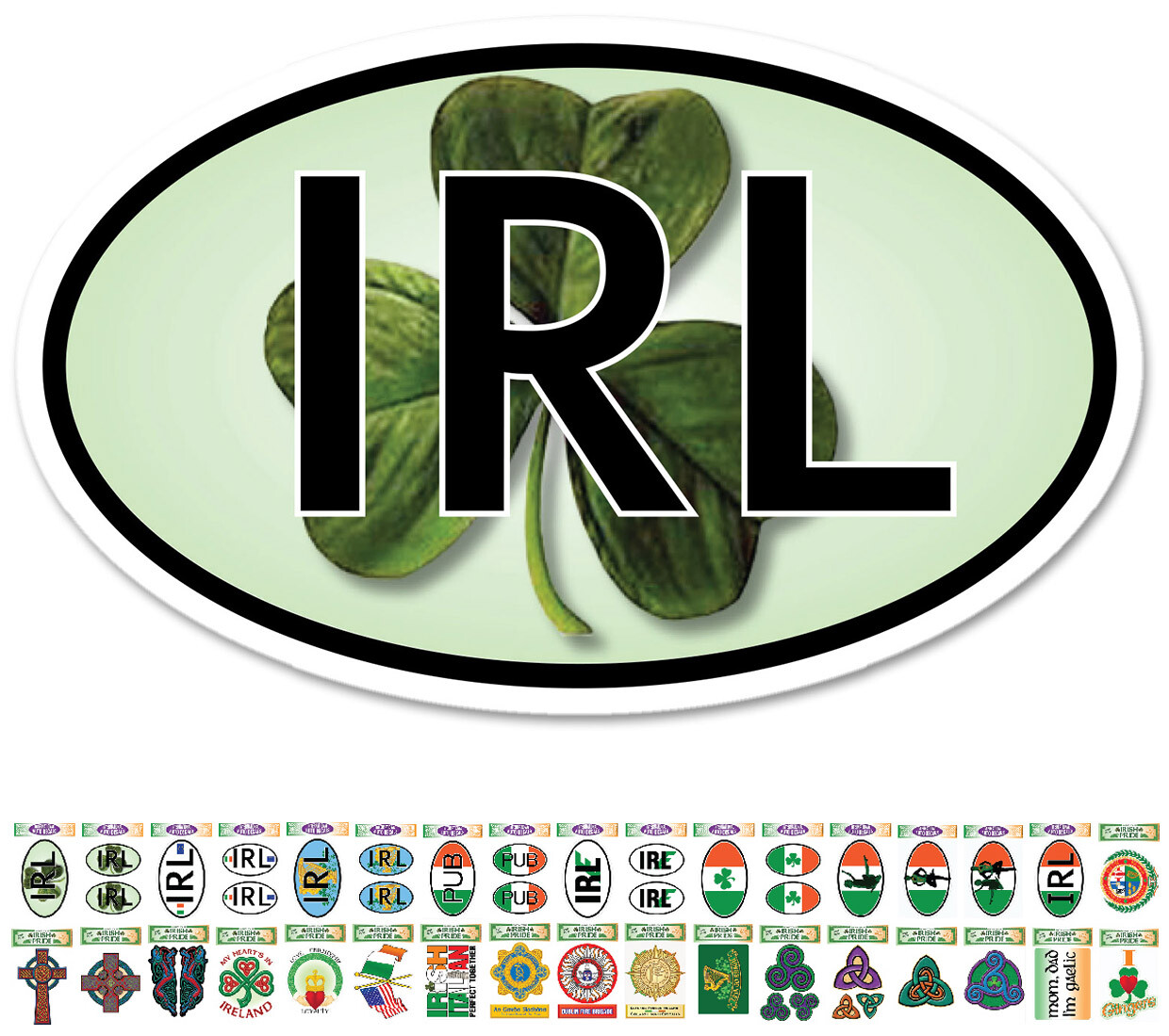 Shamrock Oval IRL Ireland Irish Decal Sticker