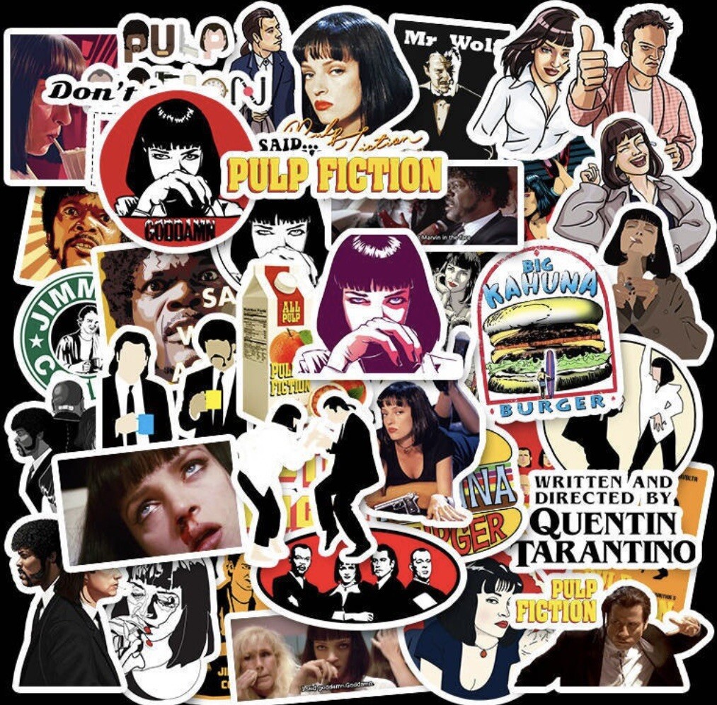 Pulp Fiction Stickers 50pk Mixed Movie Themed Pulp Fiction Random Funny Stickers