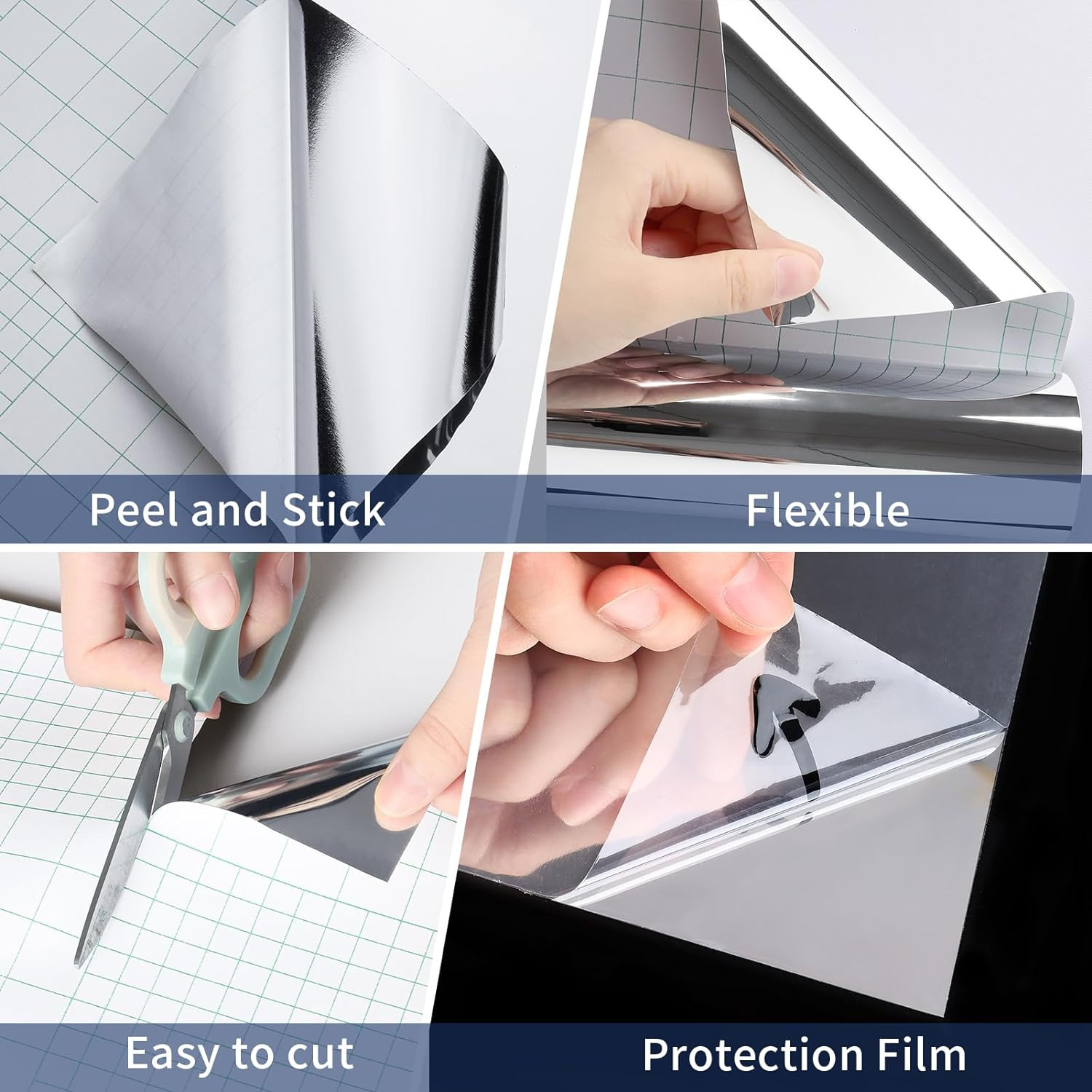 WESTICK Mirror Stickers for Walls Self Adhesive Mirror Wallpaper Sticker Peel an