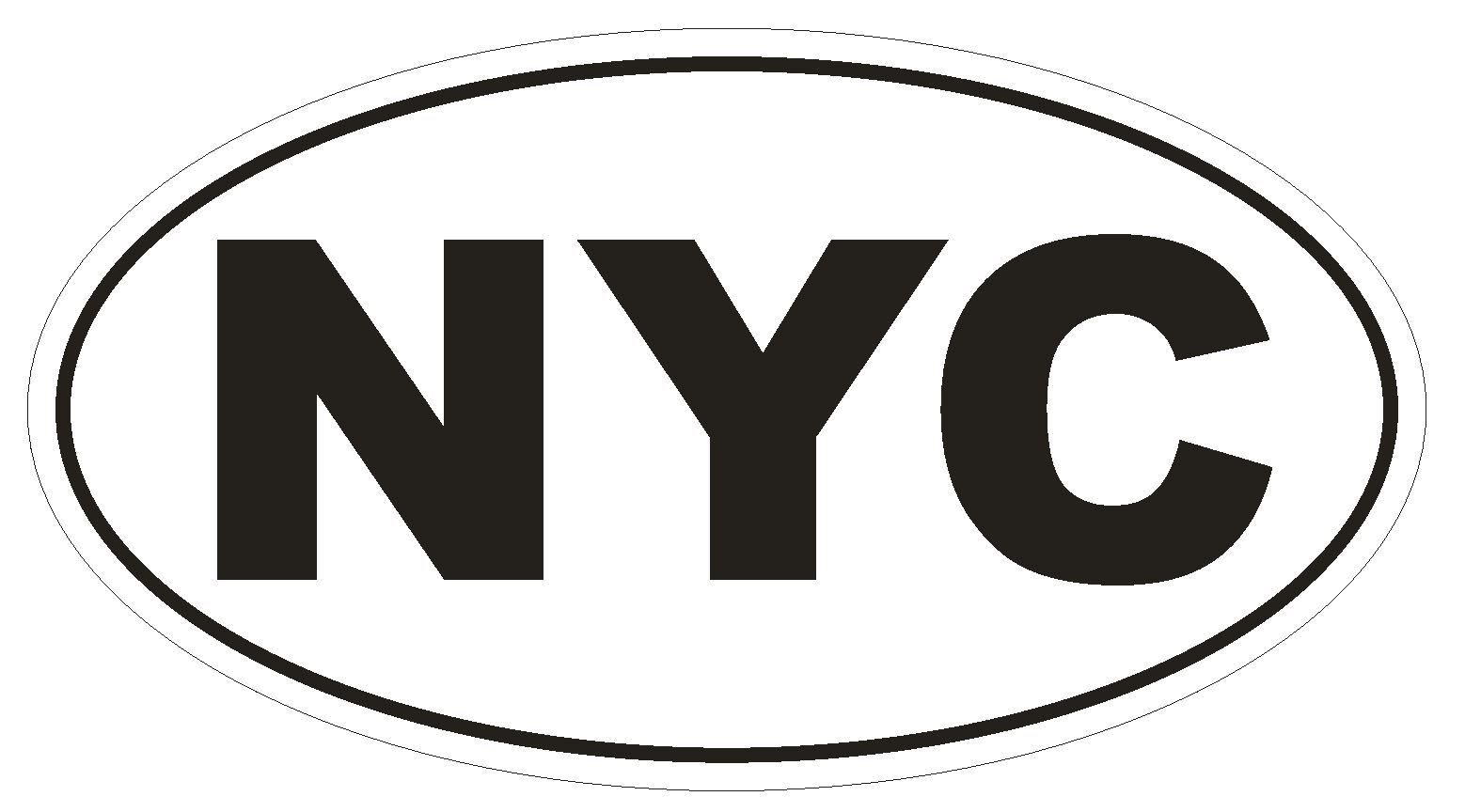 NYC New York City Oval Bumper Sticker or Helmet Sticker D148 Euro Oval