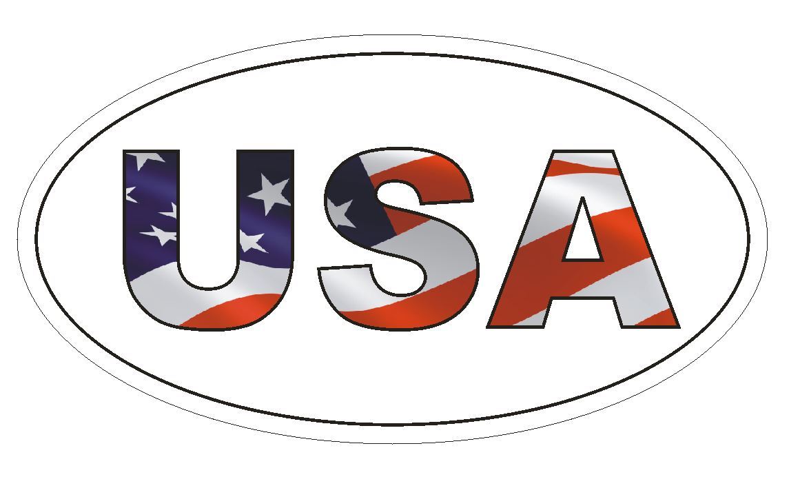 USA Oval Bumper Sticker or Helmet Sticker D2874 Euro Oval