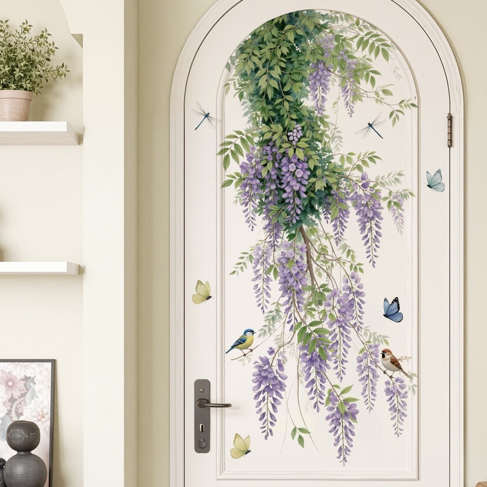 Translucent Wall Art Floral Vine Decal For Home Renovation Easy Application
