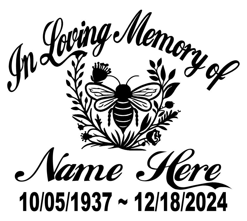 In Loving Memory Decal Bee Flowers Floral Honeycomb Honey Car Vinyl Sticker #2