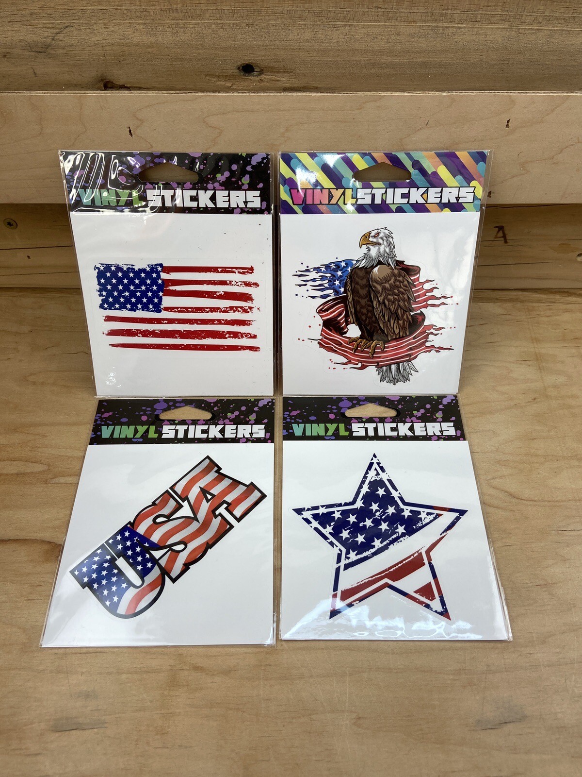 Vinyl Stickers SRP Companies USA America Repositionable Lot of 4