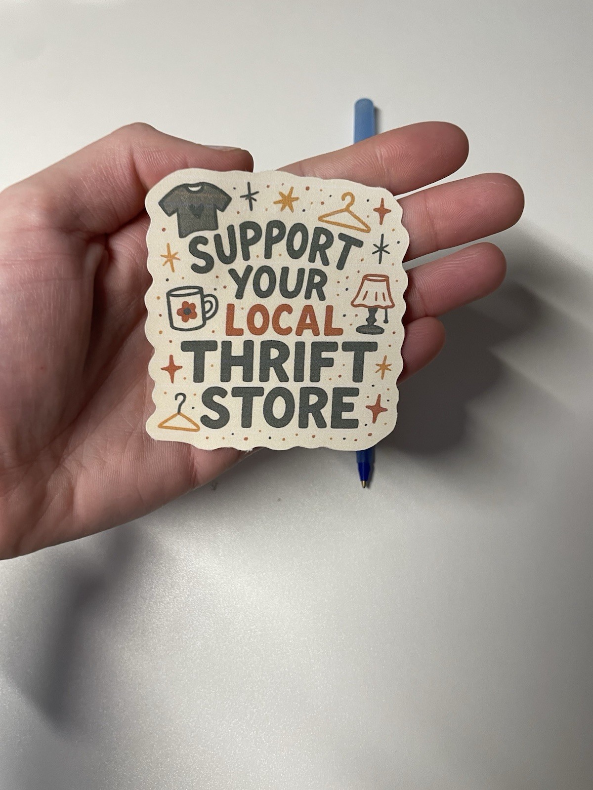Support Your Local Thrift Store Multicolor Sticker for Wall Laptop Window
